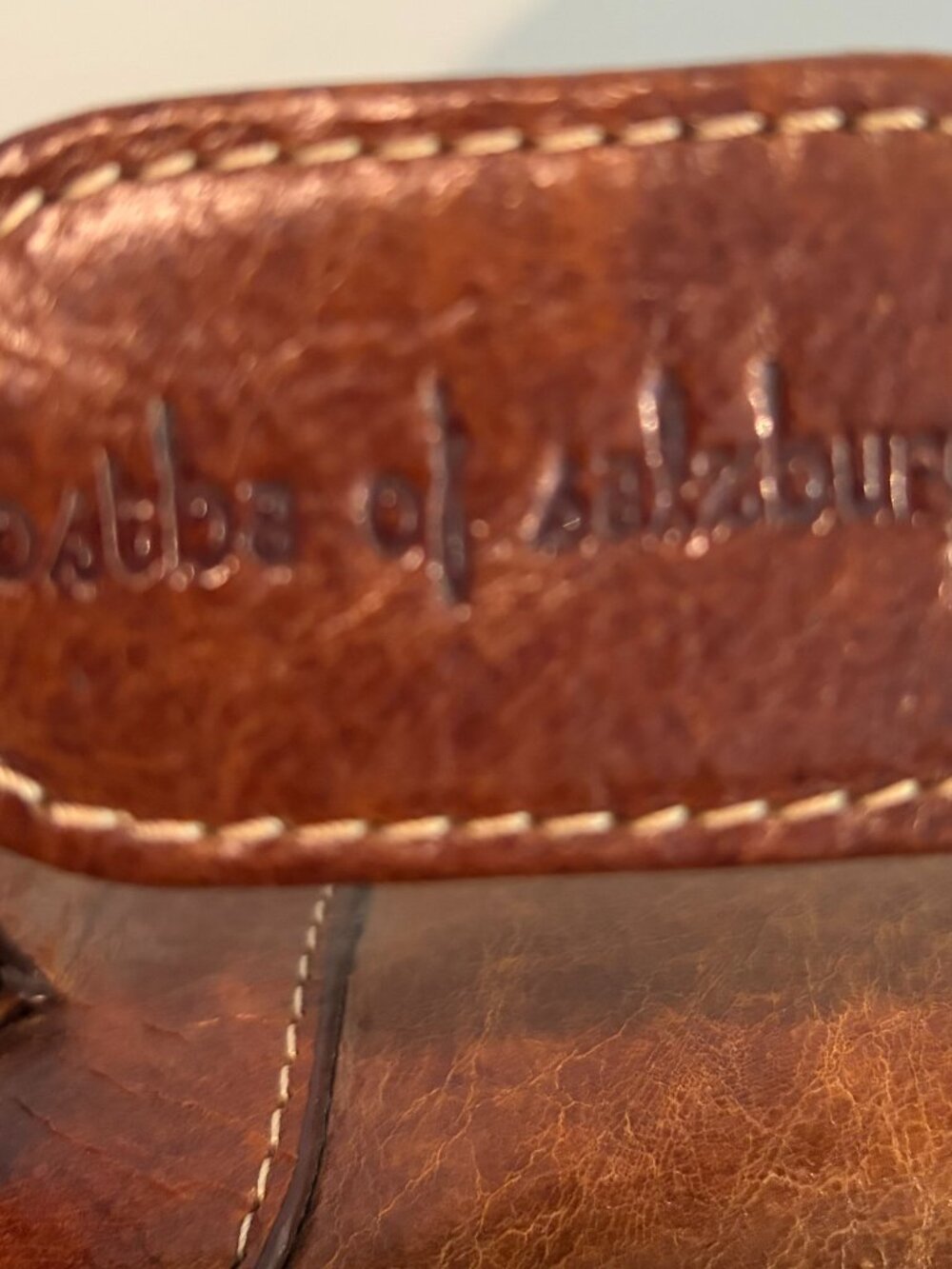 Vintage leather briefcase or laptop bag (tan) Ostba of Salzburg